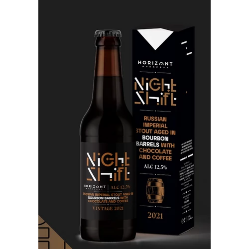 HORIZONT NIGHT SHIFT 2 2021- Russian Imperial Stout bourbon hordóban érlelve csokoládéval és kávéval