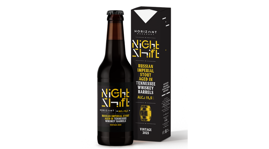 HORIZONT NIGHT SHIFT 2023 2 Russian Imperial Stout Tennessee whiskey hordóban érlelve 0,33L